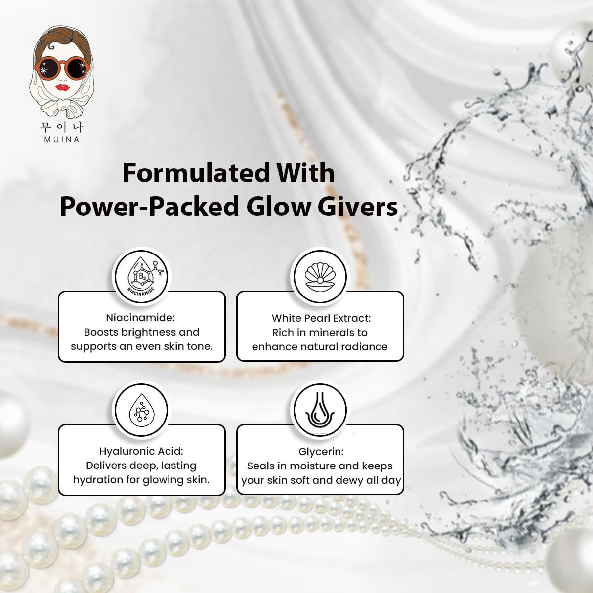 Korean Face Sheet Mask Set (4 × 25ml) – White Pearl | Hydrating, Brightening, Anti-Aging & Pore Tightening Facial Masks for Women & Men