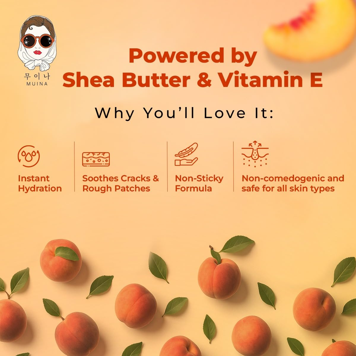 MUINA Peach Perfumed Hand Cream – Hydrating & Silky Smooth Skin with Fruity Fragrance (30 GM)