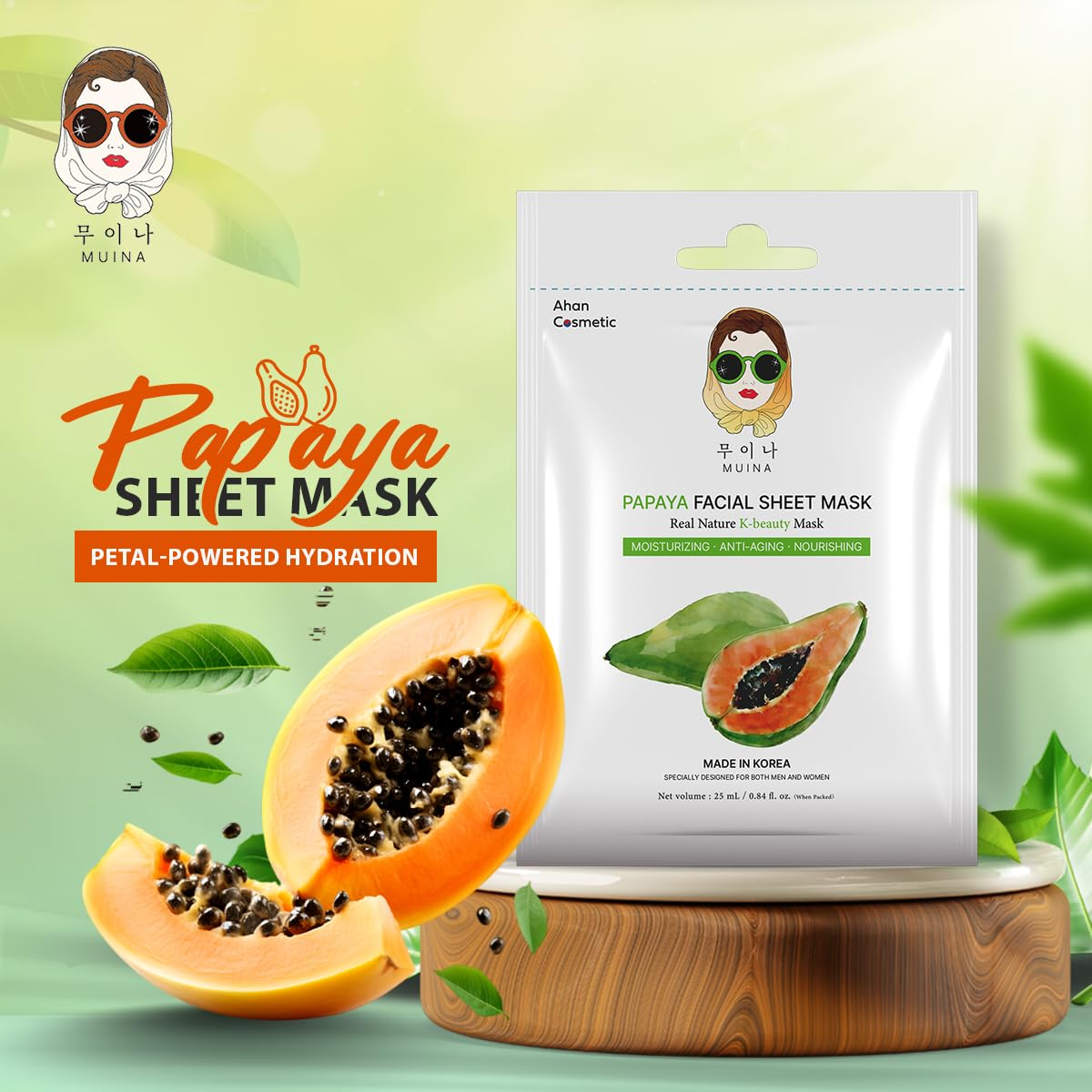 Korean Face Sheet Mask Combo (Pack of 4) – Rose, Papaya, Carrot & Pomegranate | Hydrating Glow Skincare for Women & Men
