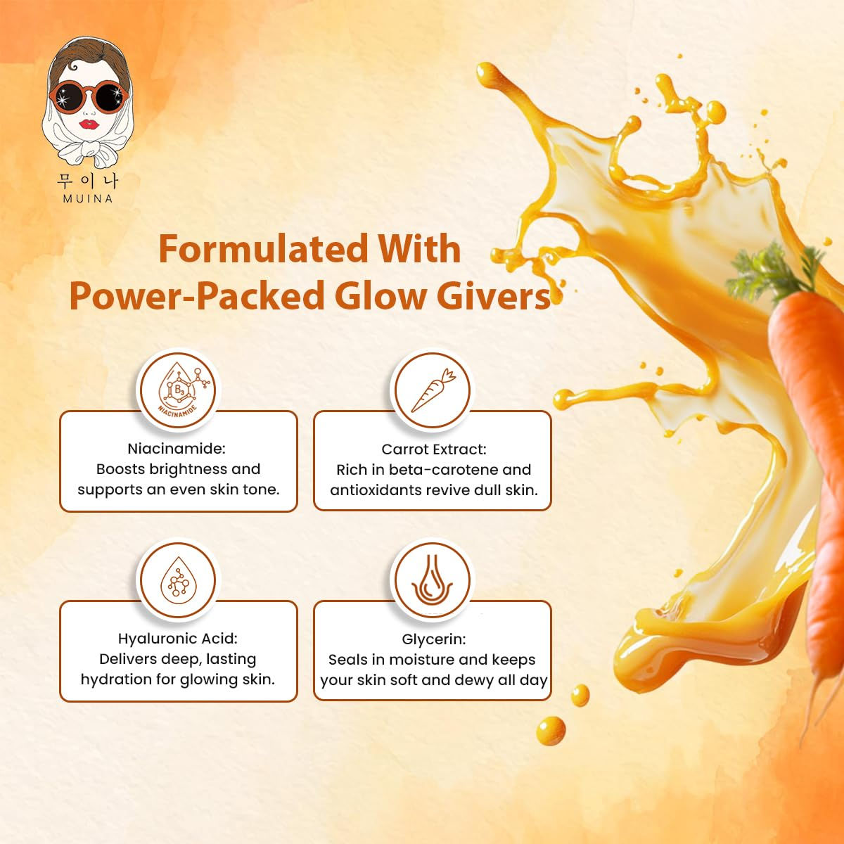 Korean Face Sheet Mask Combo (Pack of 4) – Rose, Papaya, Carrot & Pomegranate | Hydrating Glow Skincare for Women & Men