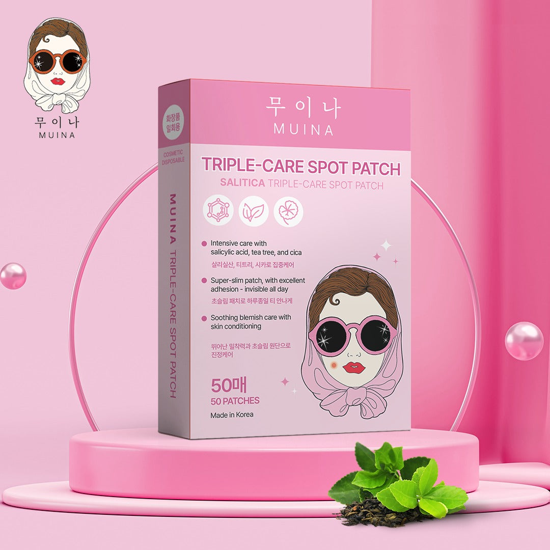 MUINA Triple-Care Spot Patch – Fast-Acting Acne & Blemish Healing Pads (50 Patch)