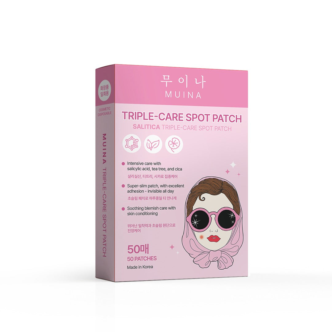 MUINA Triple-Care Spot Patch – Fast-Acting Acne & Blemish Healing Pads (50 Patch)