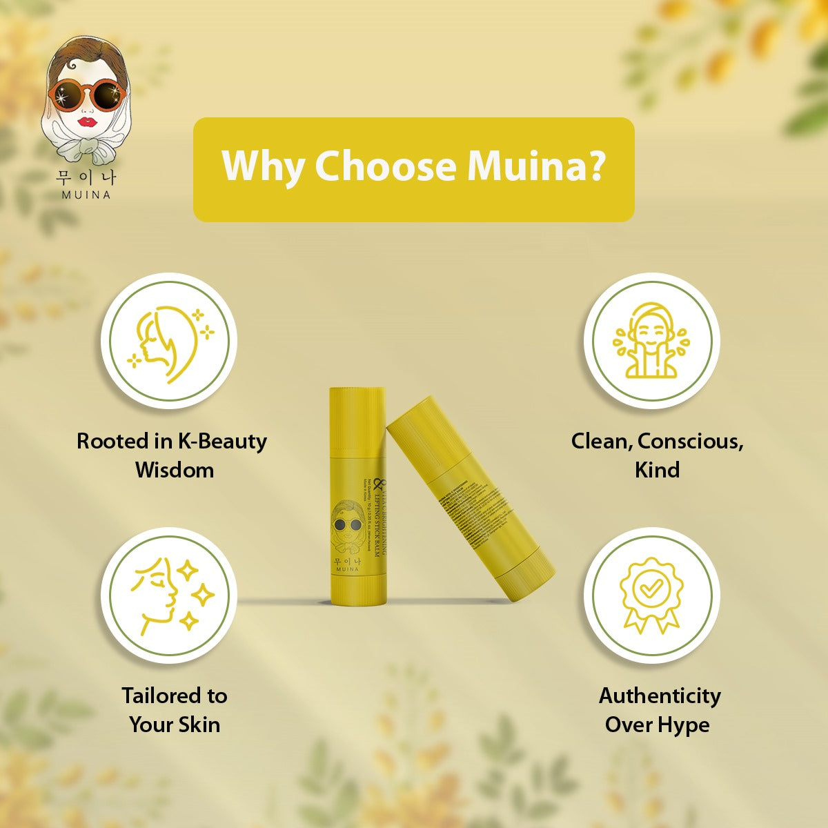 MUINA Vita-C Brightening Lifting Stick Balm – Glow-Boosting & Anti-Aging Moisture Balm (10 GM)
