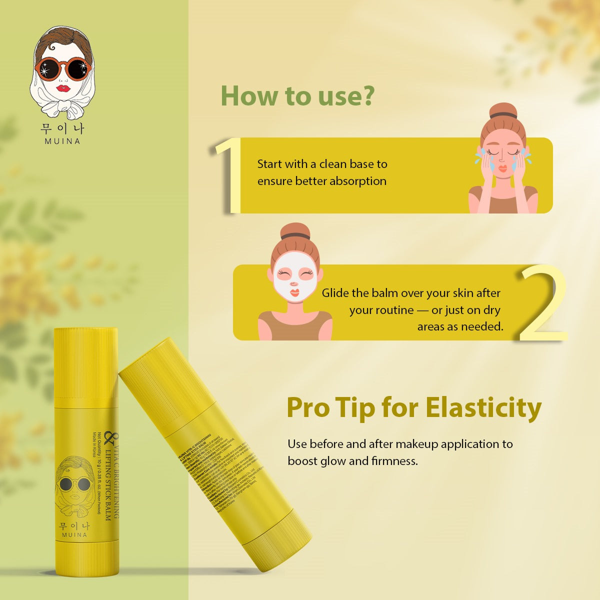 MUINA Vita-C Brightening Lifting Stick Balm – Glow-Boosting & Anti-Aging Moisture Balm (10 GM)