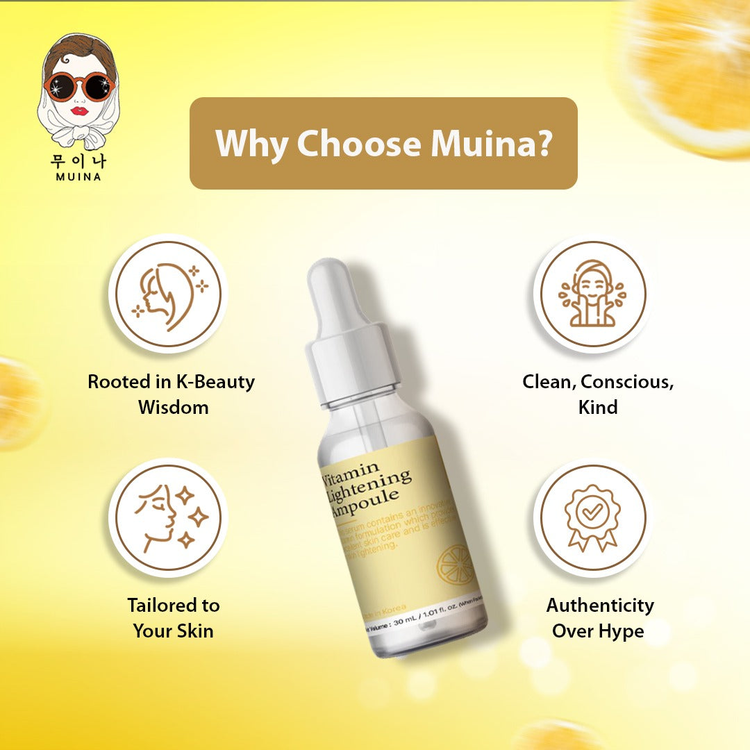 MUINA Vitamin Lightening Ampoule – Brightening & Anti-Dullness Skincare Serum (30 ML)