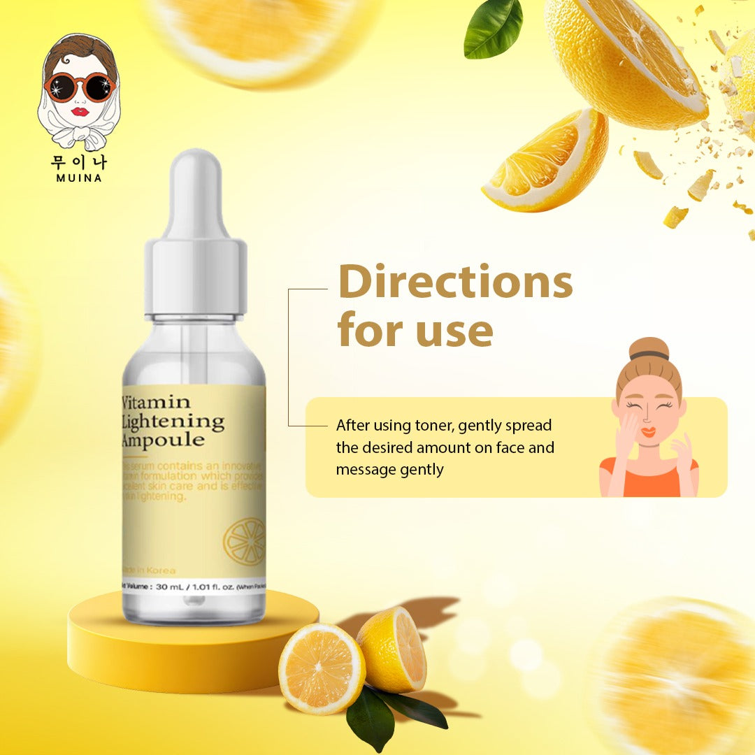 MUINA Vitamin Lightening Ampoule – Brightening & Anti-Dullness Skincare Serum (30 ML)