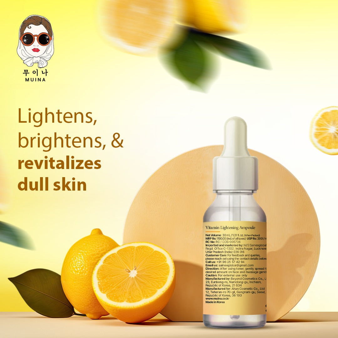 MUINA Vitamin Lightening Ampoule – Brightening & Anti-Dullness Skincare Serum (30 ML)
