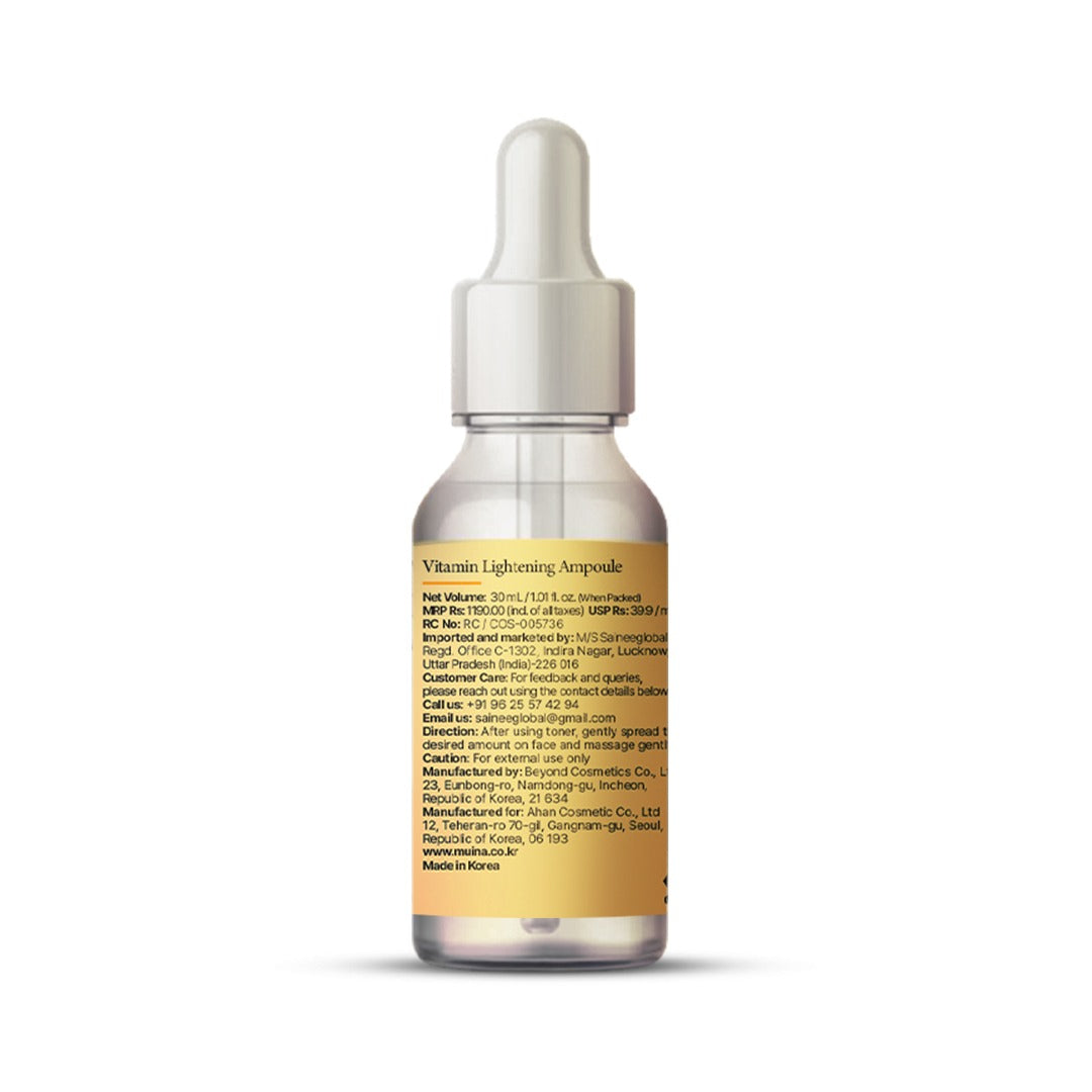 MUINA Vitamin Lightening Ampoule – Brightening & Anti-Dullness Skincare Serum (30 ML)