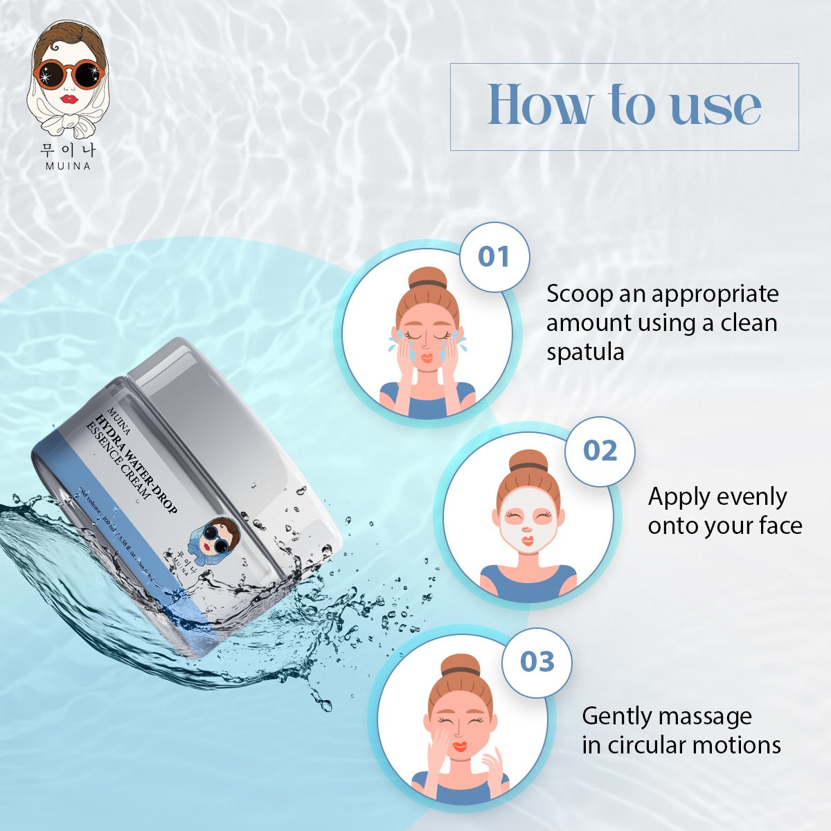 MUINA Hydra Water-Drop Essence Cream – Deep Hydration & Refreshing Skincare (100 ML)