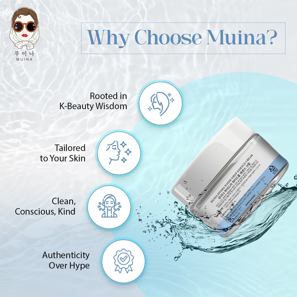 MUINA Hydra Water-Drop Essence Cream – Deep Hydration & Refreshing Skincare (100 ML)