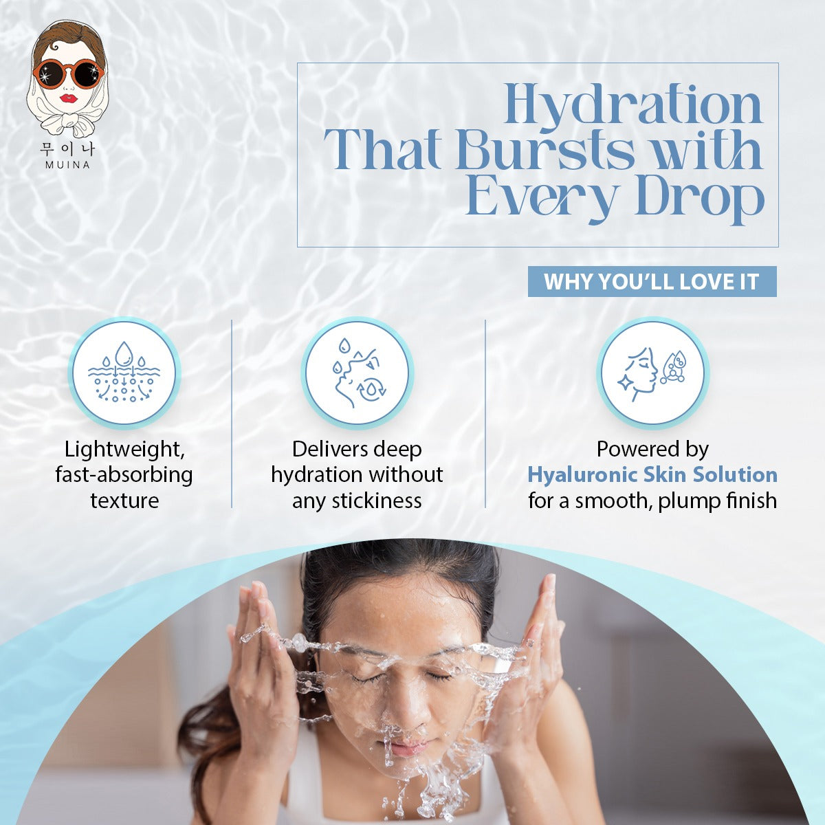 MUINA Hydra Water-Drop Essence Cream – Deep Hydration & Refreshing Skincare (100 ML)